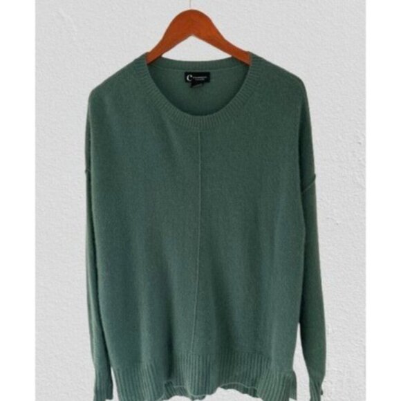 Bloomingdale's' 100% Cashmere Crewneck Green Sweater Long Sleeve Size XLarge - Picture 1 of 7